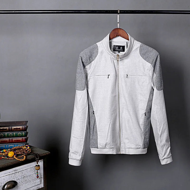 Men's thin linen cotton jacket in heather grey, available in sizes M to 6XL
