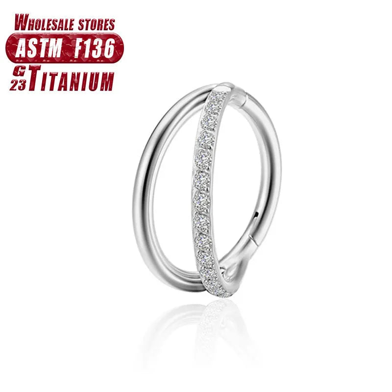 Titanium alloy fork nose ring in silver, gold, black, rose gold and colourful finishes.