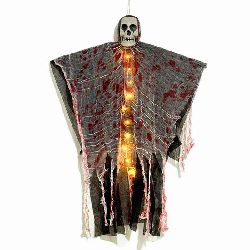 Plastic blood-dyed luminous skull Halloween hanging ghost decoration for outdoor gardens