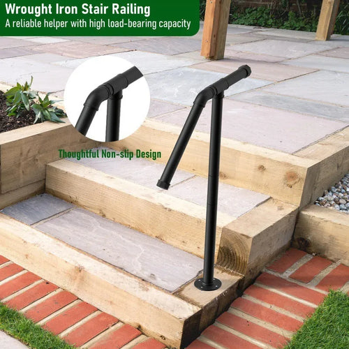 Black metal American household ladder support with minimalist stair design