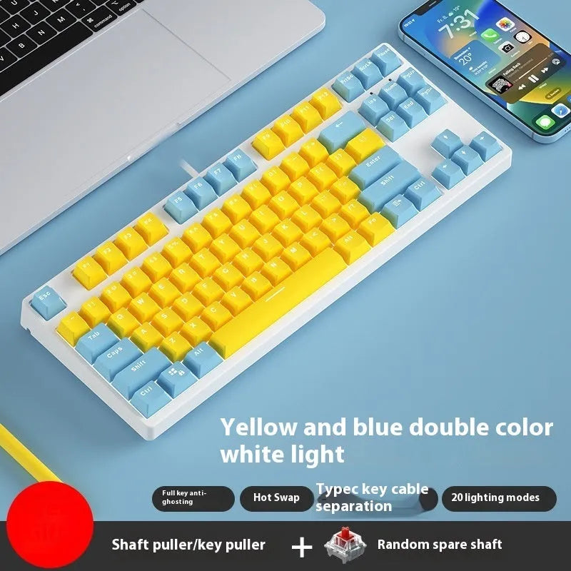 87-key mechanical gaming keyboard with dual-colour backlighting and metal chassis