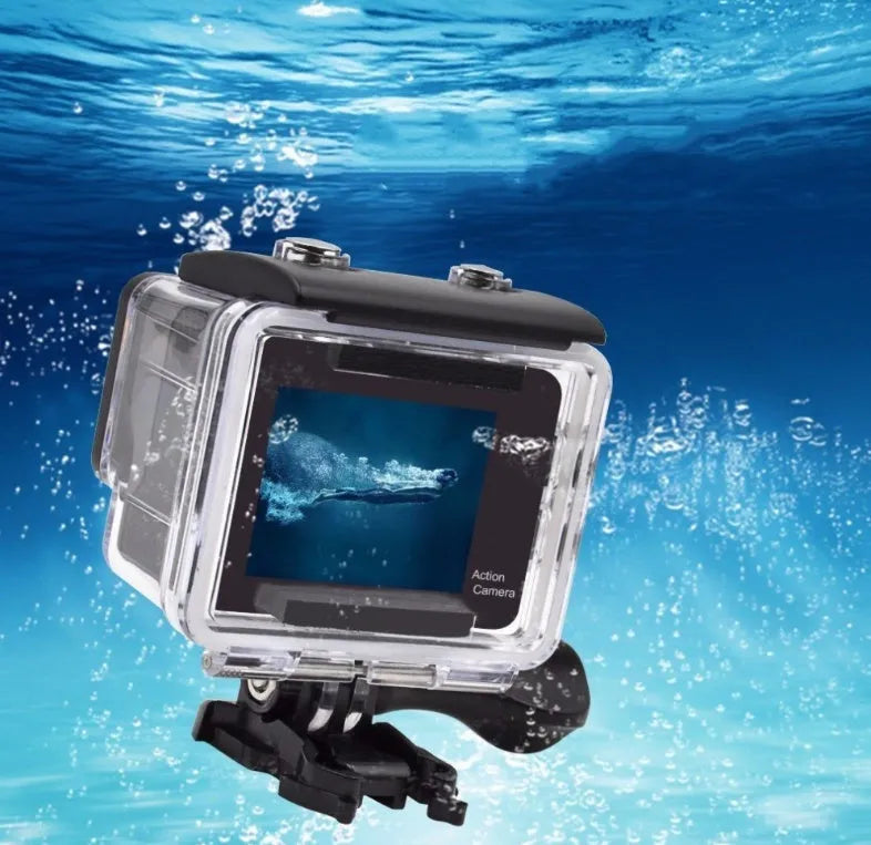 4K HD dual screen WiFi sports camera with remote control, 30m waterproof, Black or Silver