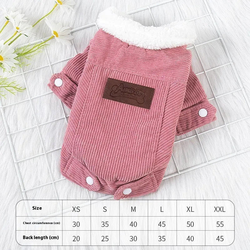 Grey lambswool winter vest for a dog, showing the wool lining and simple vest design.