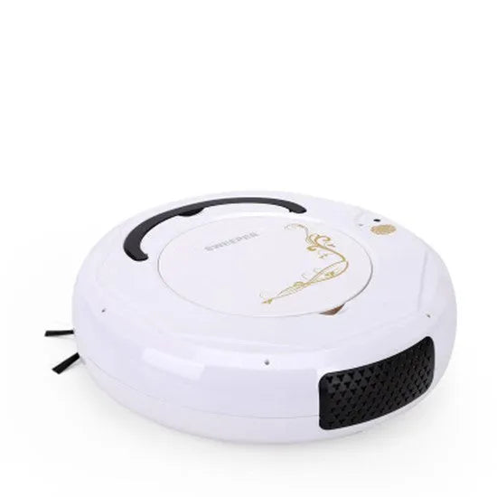 Floor sweeping robot vacuum cleaner in black, blue, or white colour options