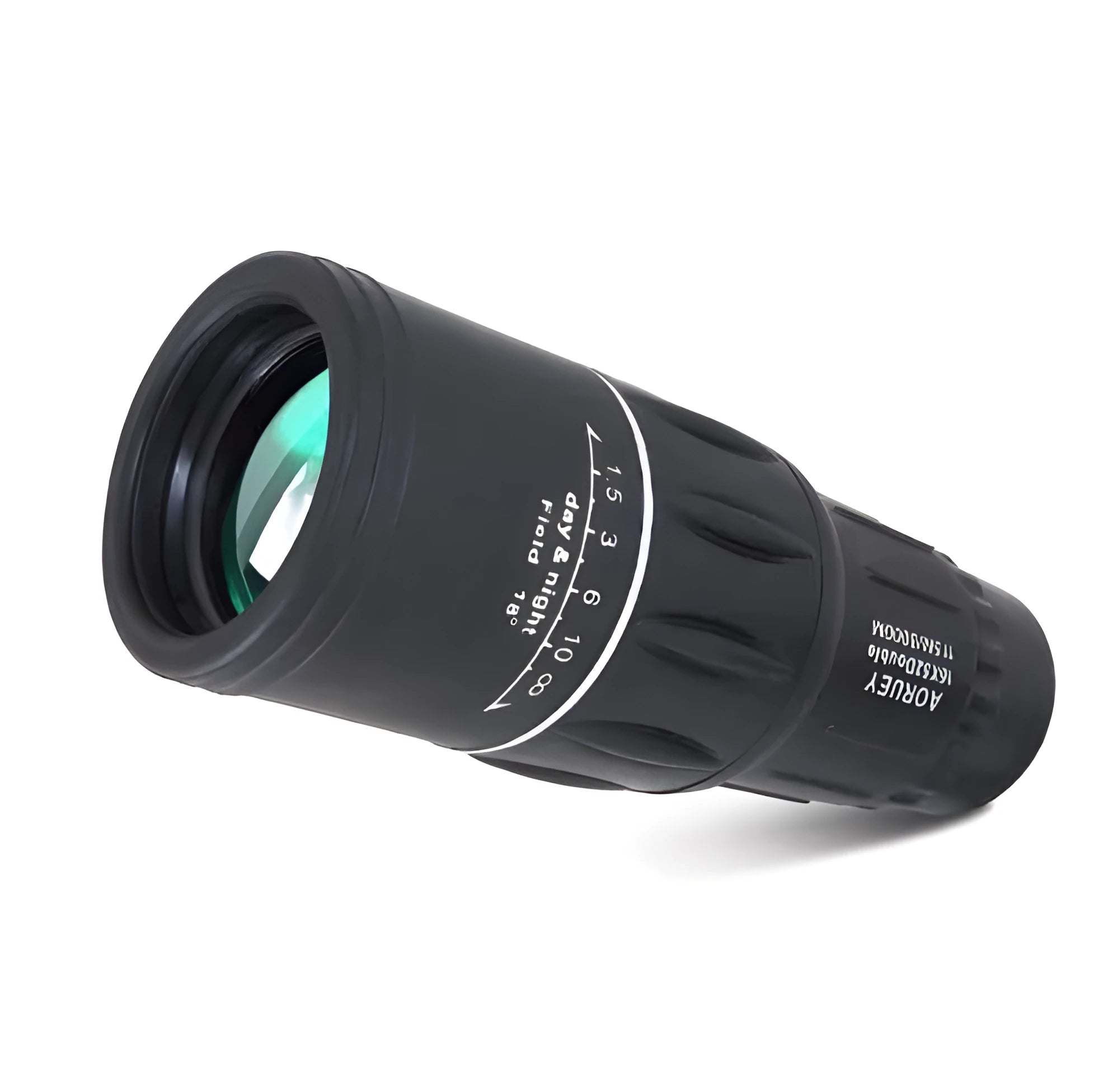 Black 16x52 monocular with 52mm objective lens and roof prism construction