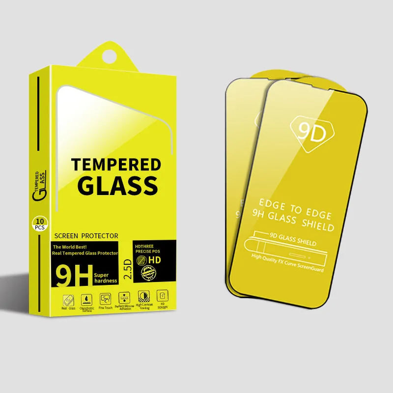 Tempered glass screen protector for iPhone, three pieces in cowhide box with film tool, anti-scratch and anti-fingerprint.