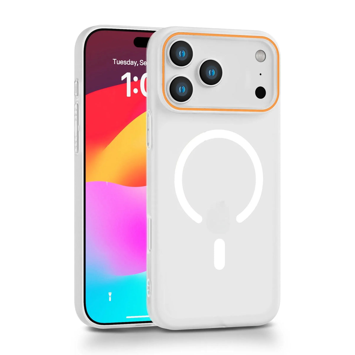 Frosted PC magnetic phone case for iPhone 16, transparent black, with anti-fingerprint finish and all-inclusive edges