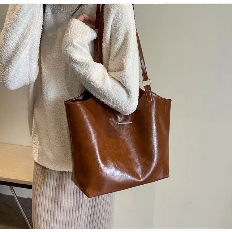 Large capacity corduroy one-shoulder underarm bag with PU lining and contrast colour detail, shown in black, milky white, brown, and beige.