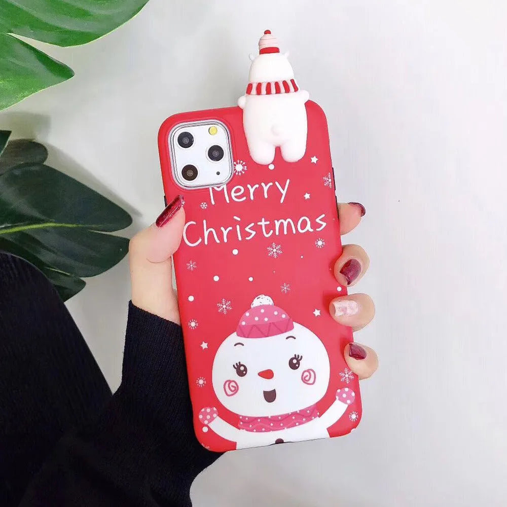 Christmas themed silicone phone case for iPhone models showing back cover design