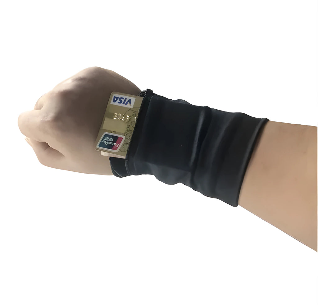 Phone arm bag wristband in black for gym cycling running sports with 10x12cm pocket