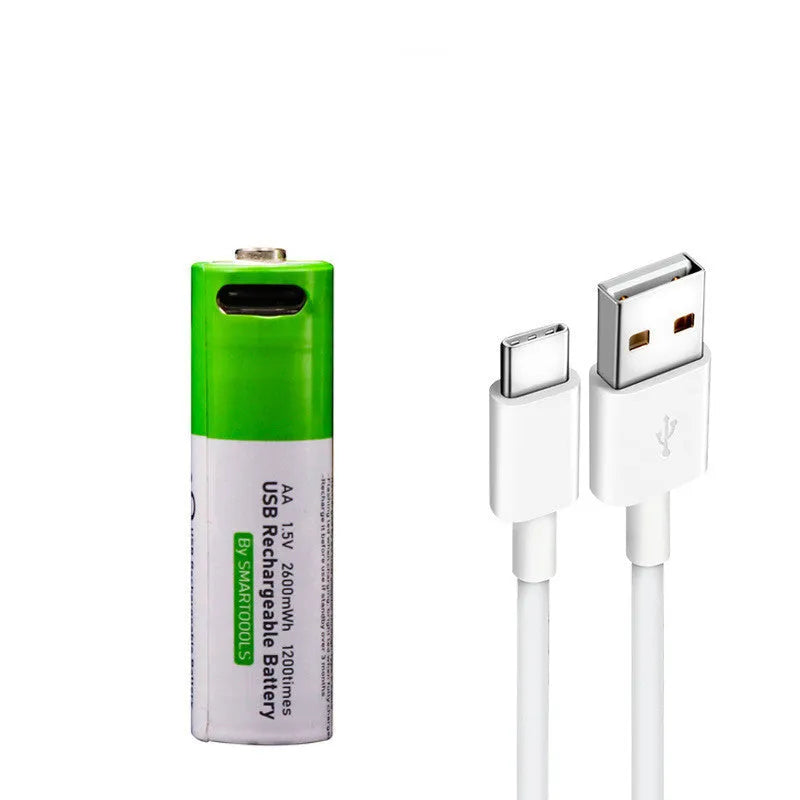 AA and AAA rechargeable lithium batteries with USB charging cable, 1.5V, 2600mWh and 750mWh capacity