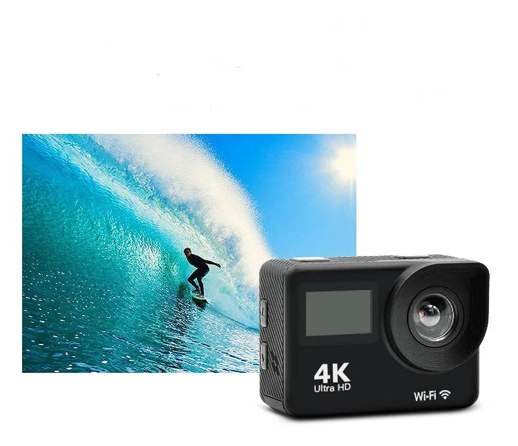4K HD dual screen WiFi sports camera with remote control, 30m waterproof, Black or Silver