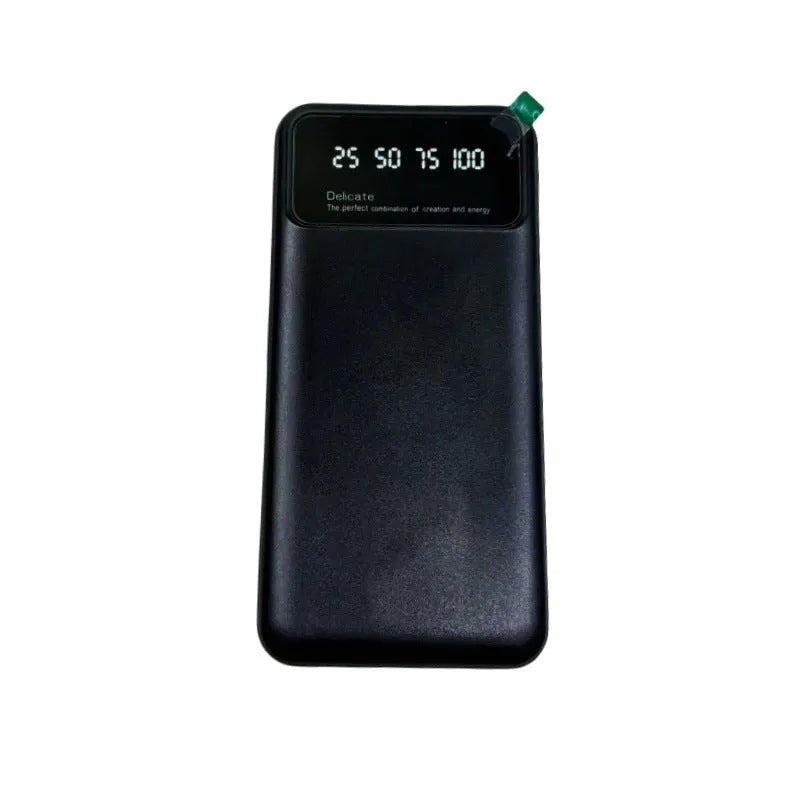 Black ultra-thin 10000mAh power bank with compact portable design