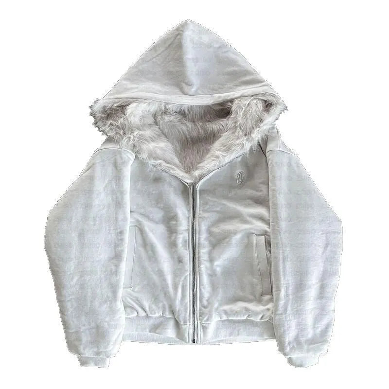 Casual solid colour baggy polyester coat for men and women in black or white