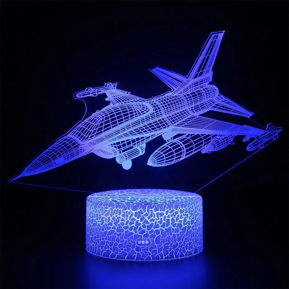 Cartoon airplane shaped wall night light with acrylic panel and touch switch.