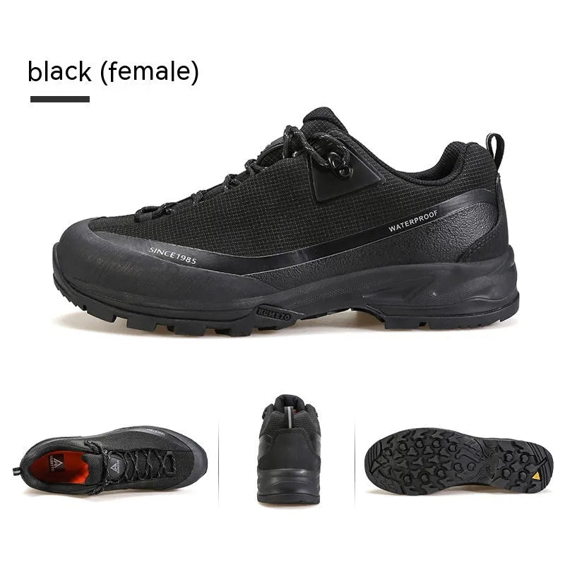 Men's low-top mountain climbing shoes with lace-up front and non-slip rubber outsole