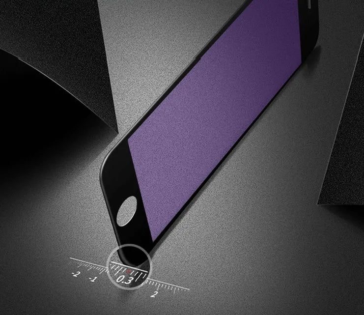 Black and white tempered glass screen protectors for iPhone with 3D carbon fibre soft edges.