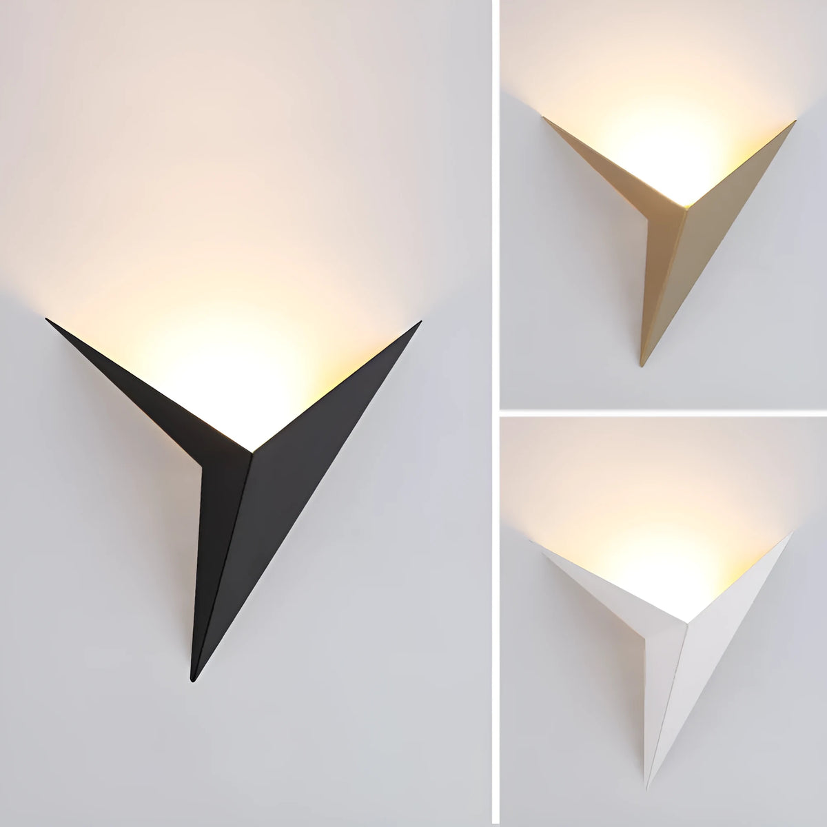 Creative wrought iron petal-shaped triangle wall lamp with LED light, black finish