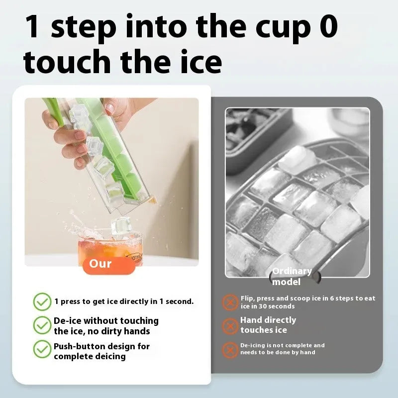 Food-grade PET ice cube tray with storage box, 1 litre, press-release, Maldives colour or Pearl White