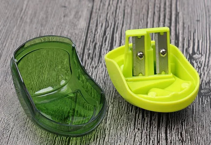 Single hole pencil sharpener with solid closed hole design, for normal and thick rod pencils, random colour