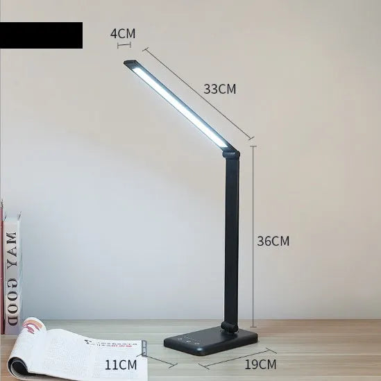 Wireless charging LED desk lamp with rotating head and USB port, Black colour