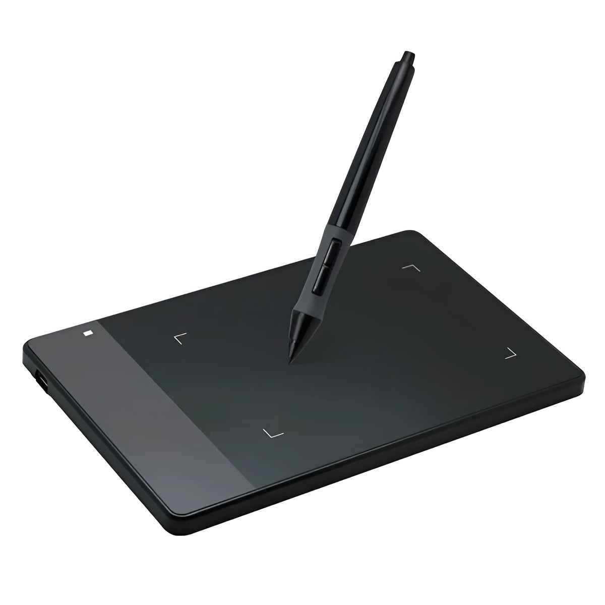 HUION 420 black electronic drawing board with USB cable on desk