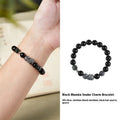 Men's black S925 sterling silver bracelet with obsidian stone and snake year charm