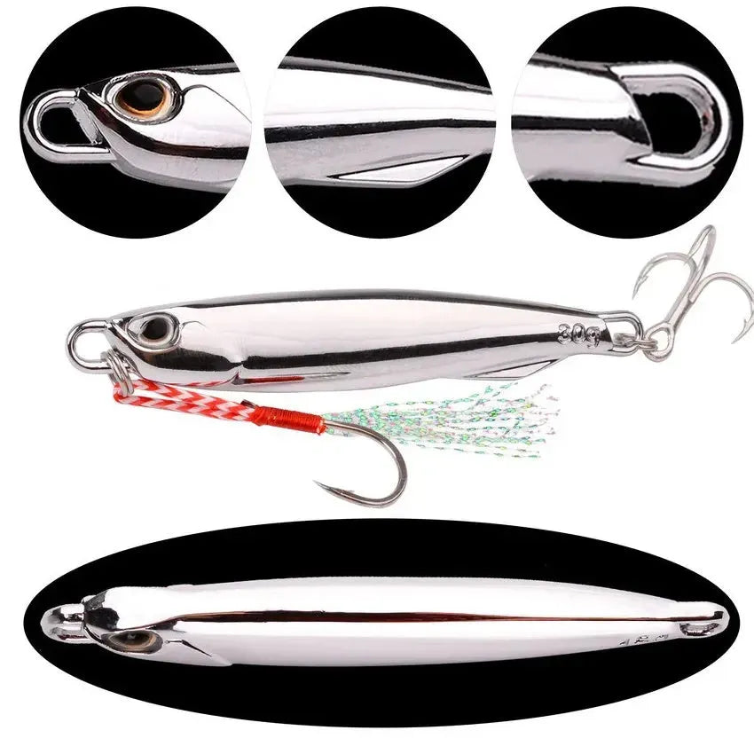 15g silver plated metal jig lure for sea fishing, 5-pack on OPP bag