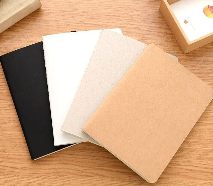 Retro plain blank graffiti book in black, white, cowhide colour, or grey with 102x142mm pages and car line stitch binding.