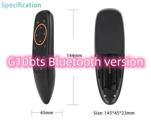 G10 series intelligent voice remote control with plastic shell and silicone buttons showing three colour-coded model variants