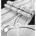 Curve stripe 3D textured wallpaper roll in dark brown deerskin velvet