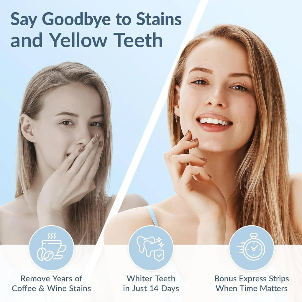 Teeth whitening strips flexible film for home use with 21 pairs