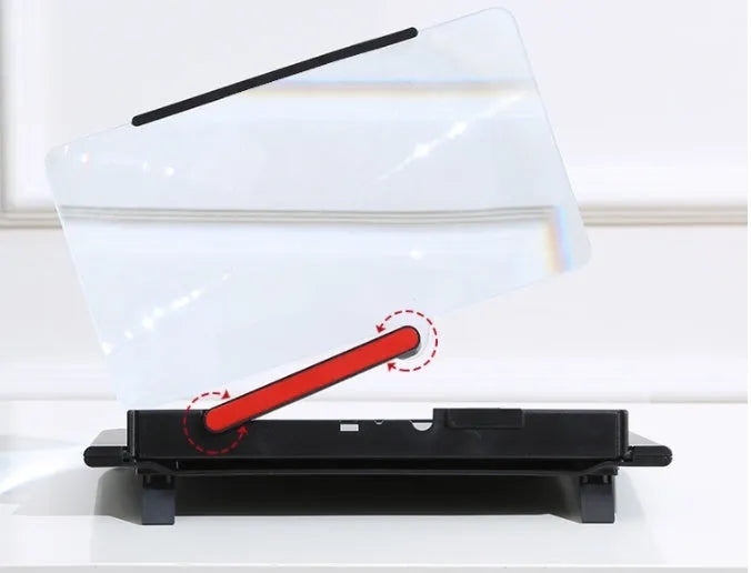 12-inch pull-out horizontal and vertical screen amplifier 3D bracket in black with Fresnel lens
