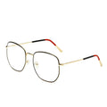 Fashion polygonal metal frame glasses with PC lenses in black frame white film colour option