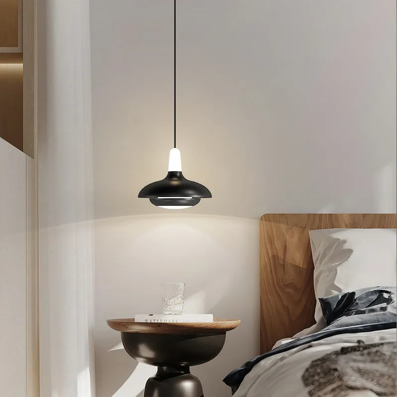 Modern minimalist adjustable bedside pendant light in Nordic style with three colour settings