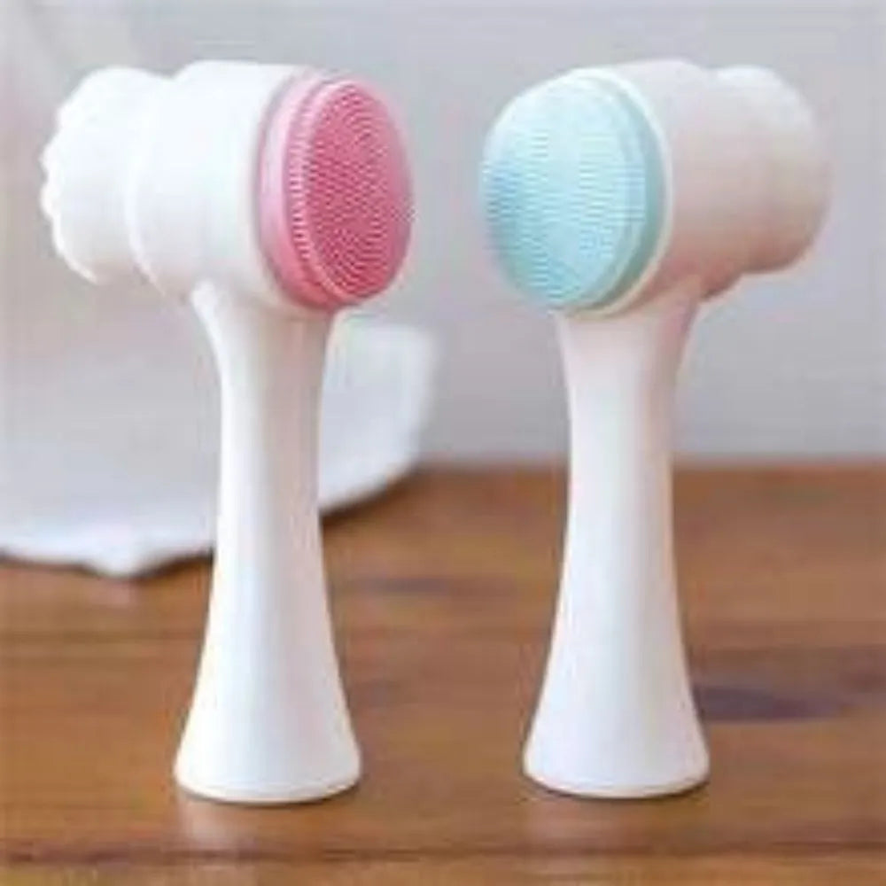 Blue handheld pet paw brush with nylon bristles for cleaning dog and cat paws.