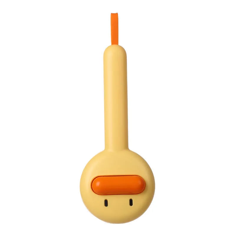 Small yellow duck comb brush for pet hair removal with open-section needle design