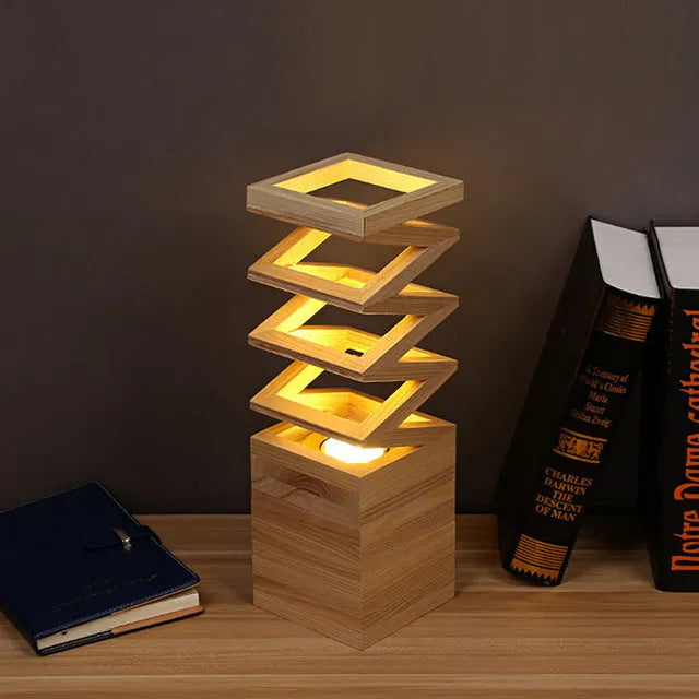 Creative solid wood table lamp with large 120X120 lampshade and 12CM base in US style