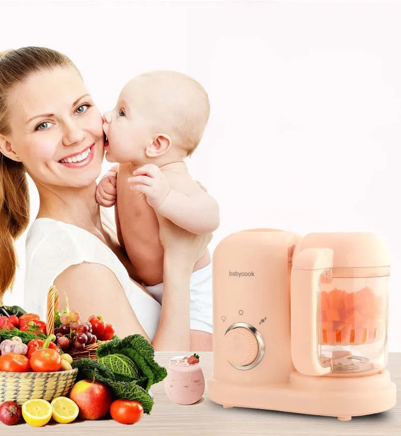 Baby food processor steamer blender in green or pink with double mixing blade