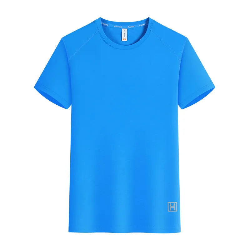 Ice silk quick-drying round neck T-shirt overalls in slim fit pullover style, available in multiple colours