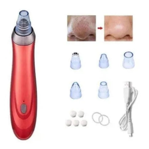 Electric blackhead remover device with vacuum suction and multiple nozzle attachments