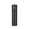 Black aluminium alloy portable power bank with a carry handle, showing its compact size.