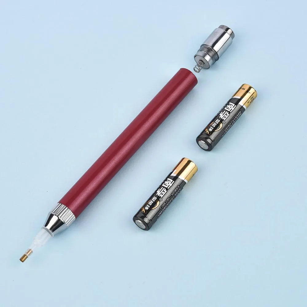 Luminous drill pen for diamond painting with aluminium alloy construction and single-head design in blue, gold, or red