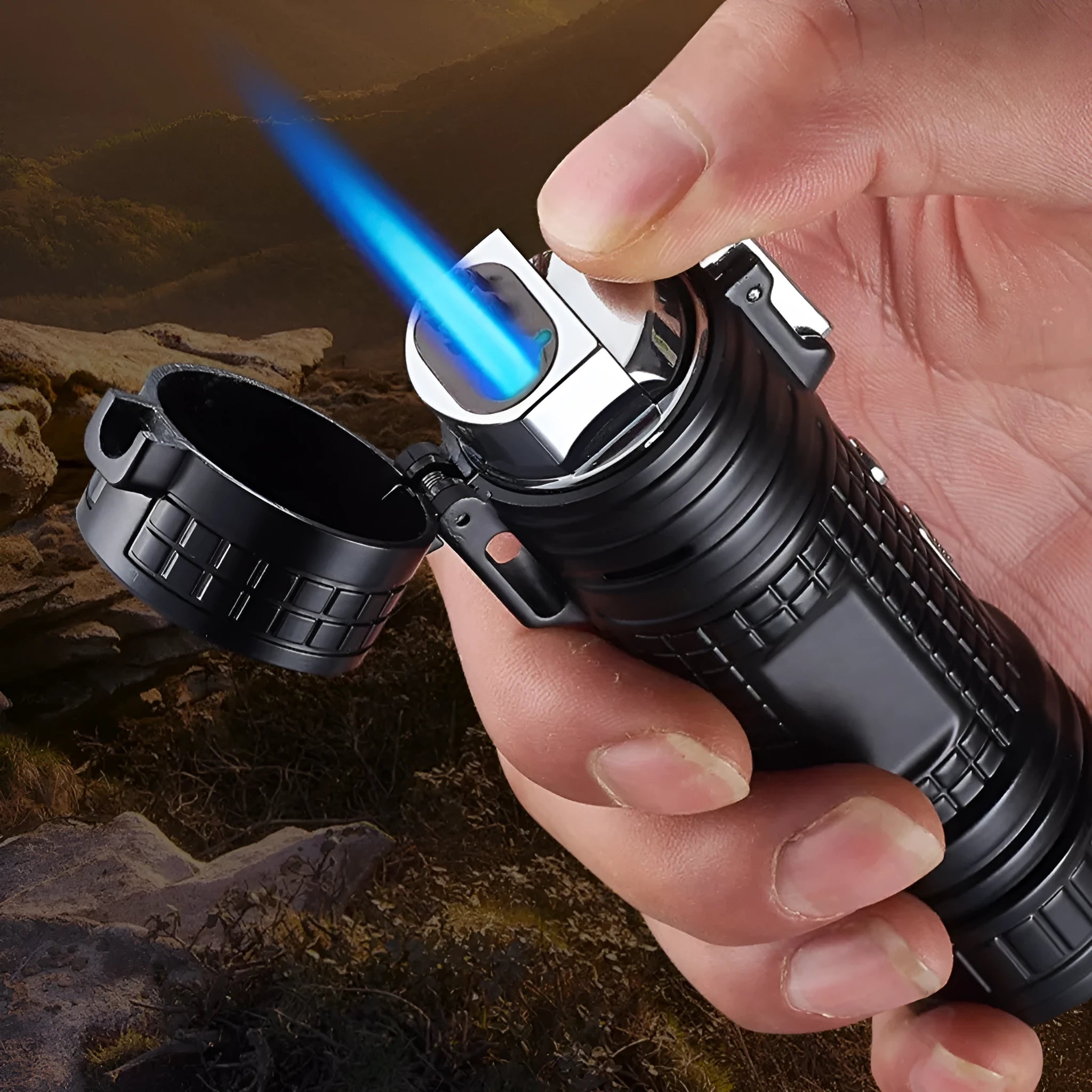 TH727 multi-function waterproof metal torch lighter in five colour options