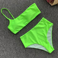 Summer bikini two piece spandex swimsuit in green and rose red for women