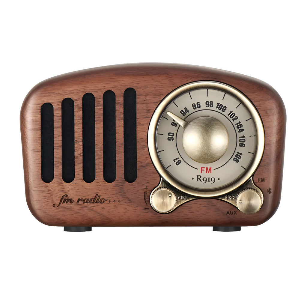 Retro wooden wireless Bluetooth mini speaker in cherry wood or walnut finish
