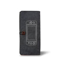 Black felt pouch for Nintendo Switch console with game card slots and accessory compartments