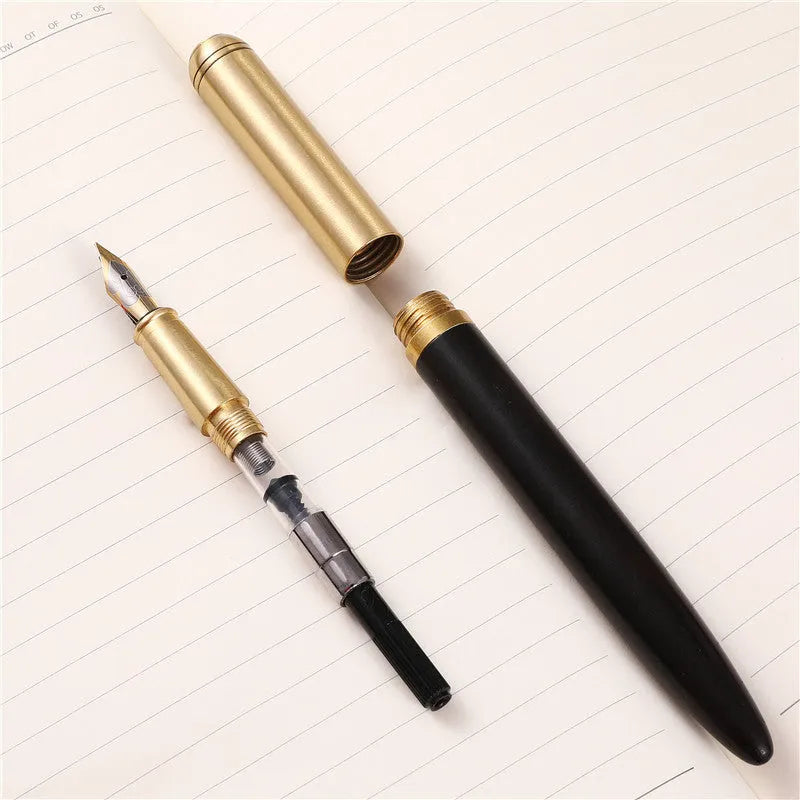 Business fountain pen with stainless steel nib and wood body in multiple colours