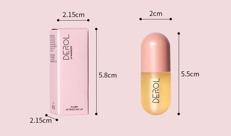 Clear lip plumper oil 5.5ml in light yellow formula with applicator wand for chapped dry lip care