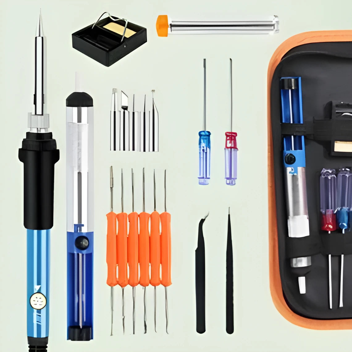 Adjustable temperature soldering iron pen tool kit 60W ceramic core 200-550°C pointed tip